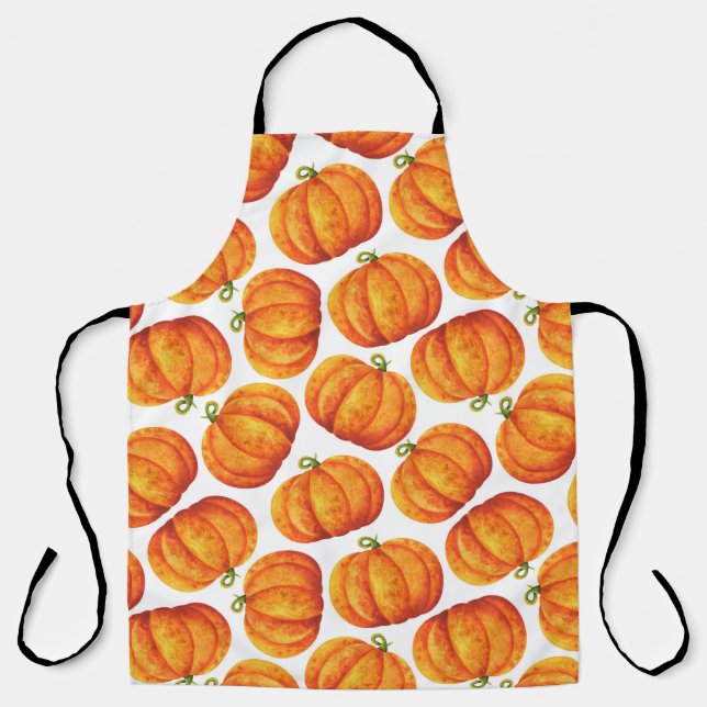 Tablier Citrouilles d'aquarelle : motif des cultures d'aut (Recto)