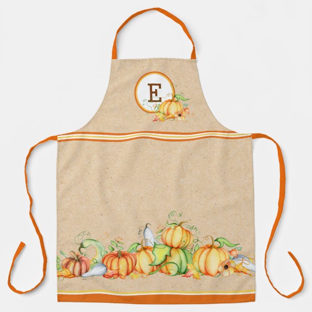 Tablier Citrouilles d'automne Monogrammées (Recto)