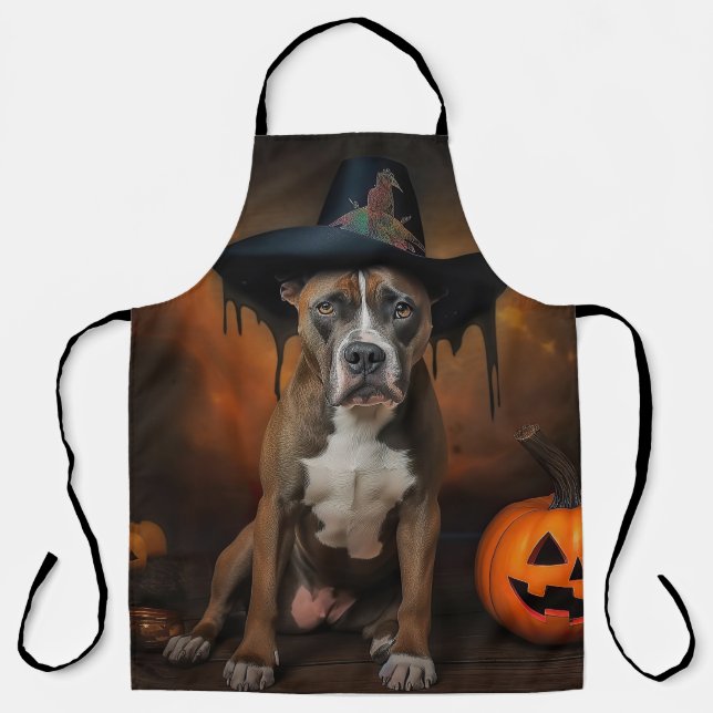 Tablier Citrouilles d'Halloween effrayantes American Staff (Recto)
