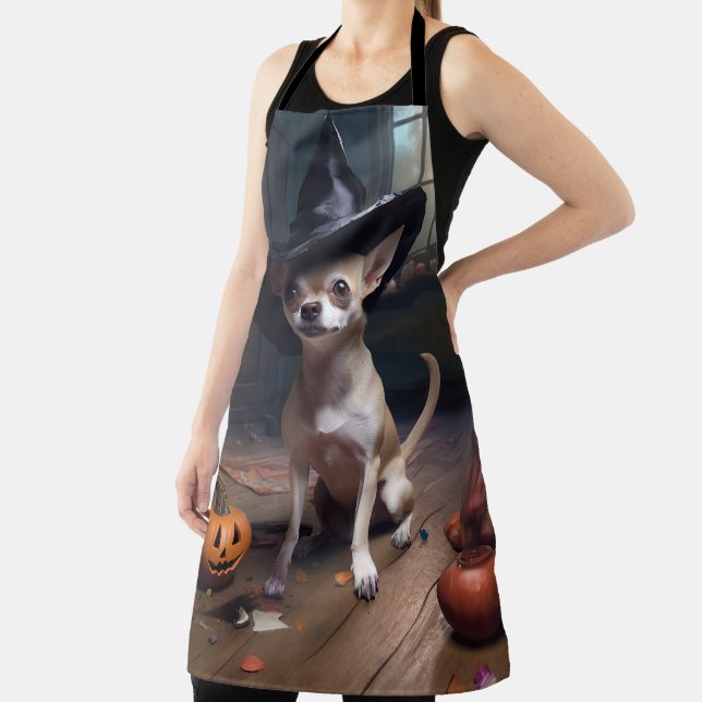 Tablier Citrouilles d'Halloween effrayantes de Chihuahua (Insitu)