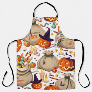 Tablier Citrouilles d'Halloween, sucreries colorées, patte