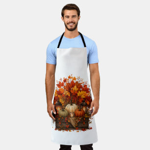 Tablier Citrouilles Feuilles Arbres Automne Saison Automne