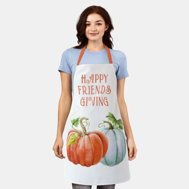 Tablier Citrouilles Friendsgiving joyeux orange brûlé auto (Porté)