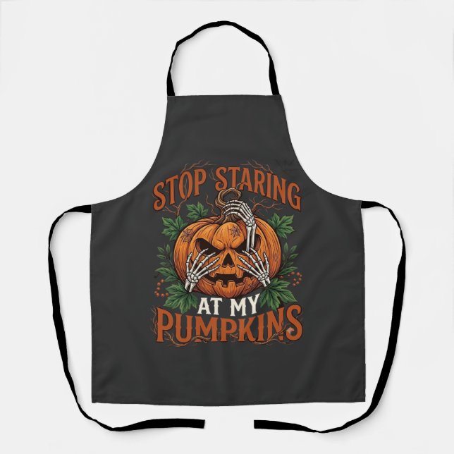 Tablier Citrouilles Regard Fixe Halloween Mains de Squelet (Recto)