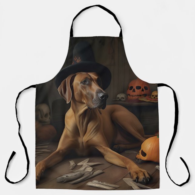 Tablier Citrouilles Rhodesian Ridgeback Halloween Effrayan (Recto)