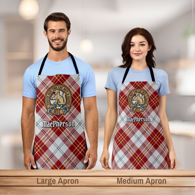 Tablier Clan MacPherson Crest sur robe rouge Tartan Apron (Créateur téléchargé)