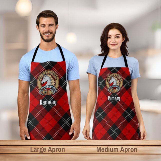Tablier Clan Ramsay Crest sur Red Tartan (Créateur téléchargé)