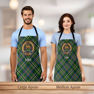 Tablier Clan Scott Crest sur Green Tartan Apron
