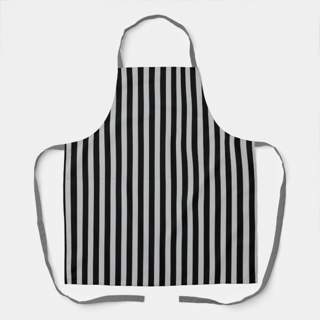 Tablier Classic moderne gris foncé et noir en bande vertic (Recto)