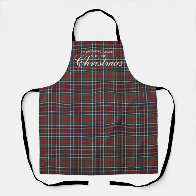 Tablier Classic Red Dark Blue Green Plaid Pattern Apron (Recto)
