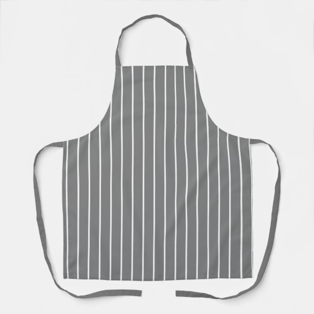Tablier Classique moderne gris foncé et fines rayures blan (Recto)