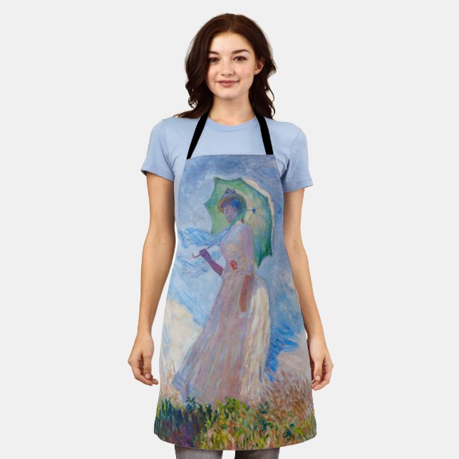 Tablier Claude Monet - Femme avec Parasol face à gauche (Porté)