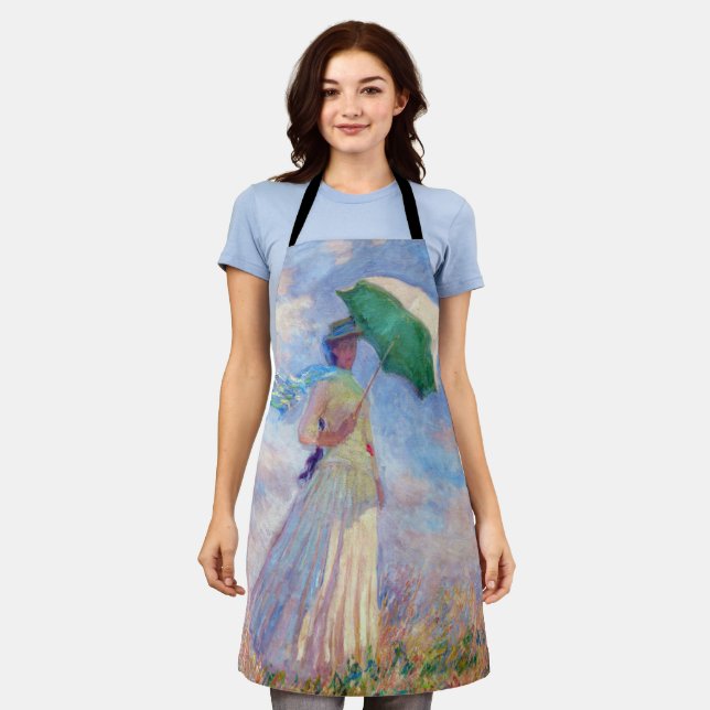 Tablier Claude Monet - Femme avec un parasol face à droite (Porté)