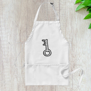 Tablier Clé squelette vintage dessinée à la main argent an