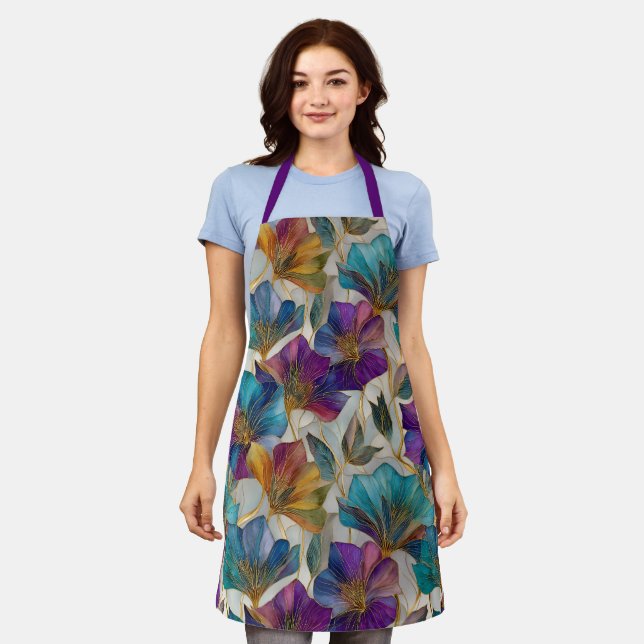 Tablier Clematis violet Art Nouveau (Porté)