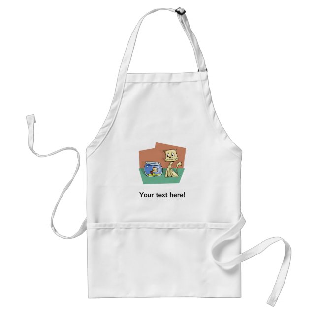 Tablier Clipart de cuvette de chat et de poissons (Devant)
