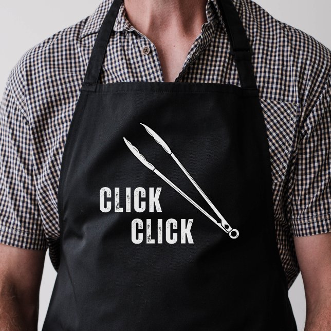 Tablier Cliquez sur Funny Minimal Black Barbeque Tongs (Créateur téléchargé)