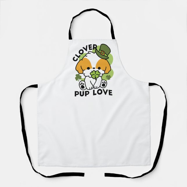 Tablier Clover Pup Love - St. Patrick's Day Chien Design (Recto)