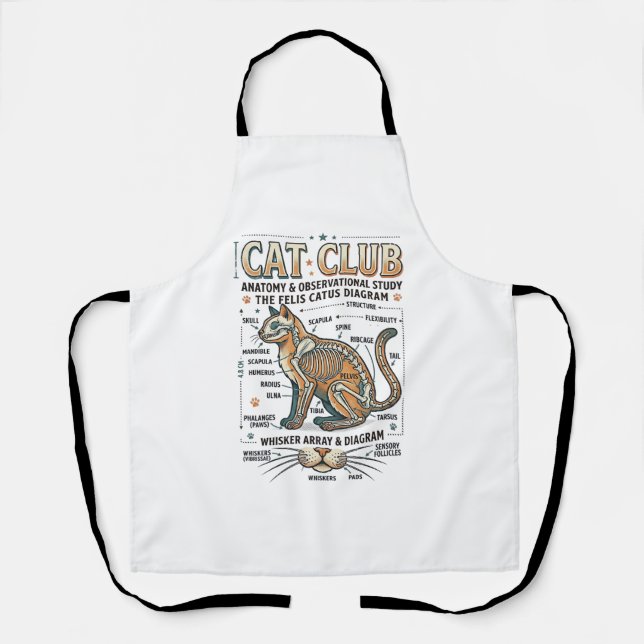 Tablier Club Chat Anatomie du Chat Diagramme Scientifique  (Recto)
