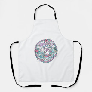 Tablier Club de surf licorne graphique de t-shirt ludique_