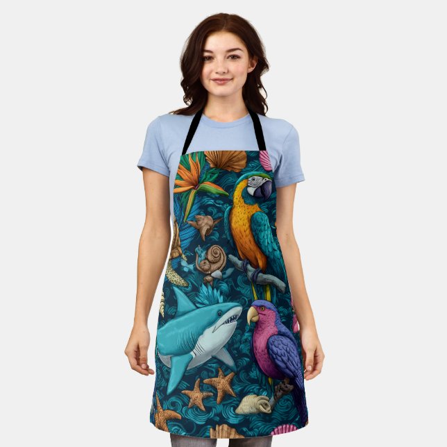 Tablier Coastal Mood All-Over Print Apron Gift (Porté)