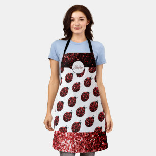 Tablier Coccinelle rouge foncé faux paillettes scintillant