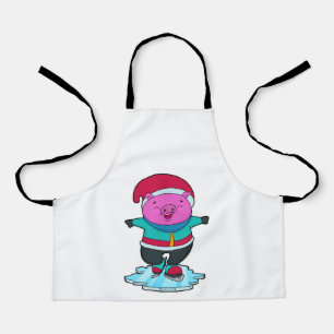 Tablier Cochon à Patinage sur glace avec patins sur glace