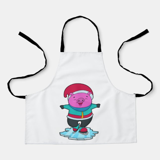 Tablier Cochon à Patinage sur glace avec patins sur glace  (Recto)