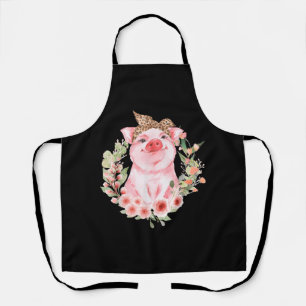 Tablier Cochon Avec Bandeau Léopard Fleur Cochon Mélange