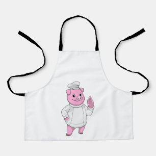 Tablier Cochon comme cuisinier avec casquette chef