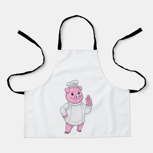 Tablier Cochon comme cuisinier avec casquette chef (Recto)
