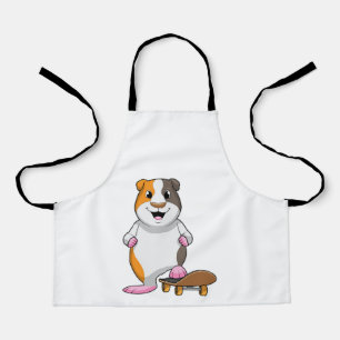 Tablier Cochon de Guinée en patinage avec skateboard