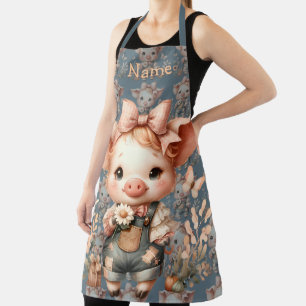Tablier Cochonnet Fantaisiste en Salopette Pastel Bleu