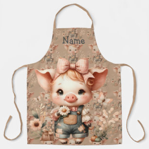 Tablier Cochonnet Fantaisiste en Salopette Pastel Marron