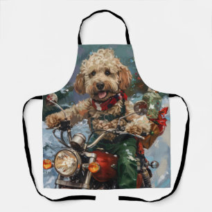 Tablier Cockapoo Chien chevauchant la moto Noël