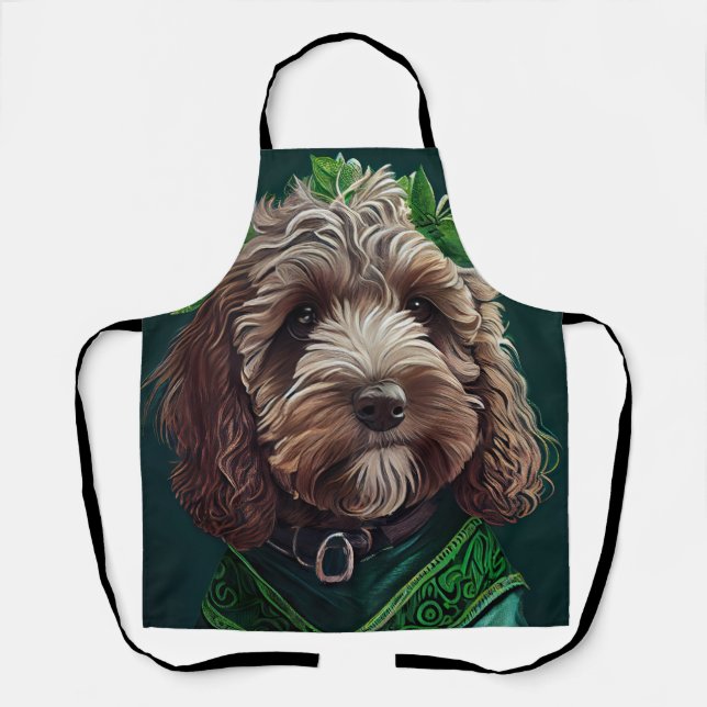 Tablier Cockapoo Dog en robe de fête St. Patrick (Recto)