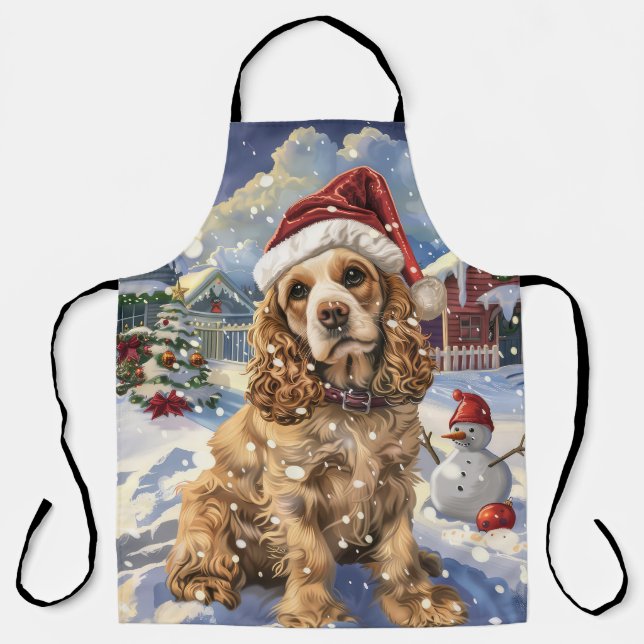 Tablier Cocker Spaniel Merveilleux Paysage d'Hiver Joie de (Recto)