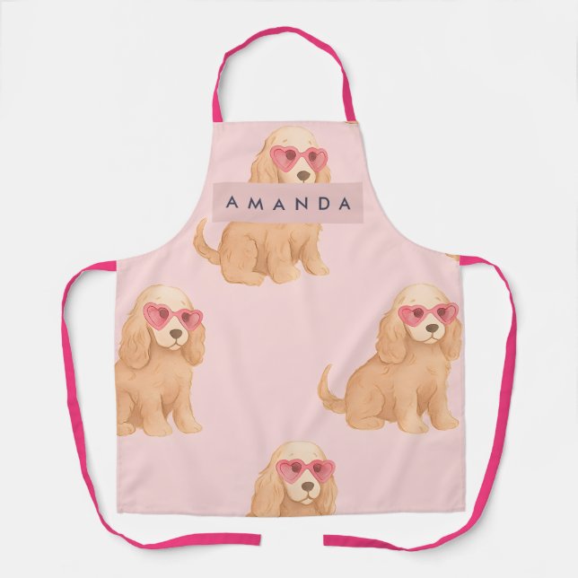 Tablier Cocker Spaniel Personnalisé avec des Lunettes (Recto)
