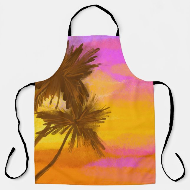 Tablier Cocotier, thème tropical d'été. (Recto)