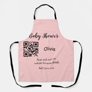 Tablier Code QR simple pour baby shower avec nom texte tro