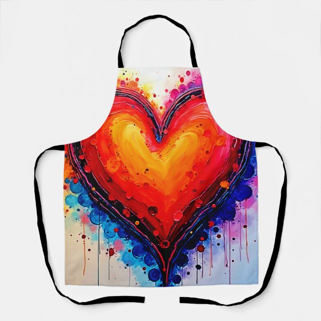 Tablier Cœur Abstrait Vibrant Art Splash (Recto)