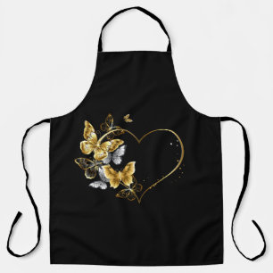 Tablier Coeur aux papillons d'or