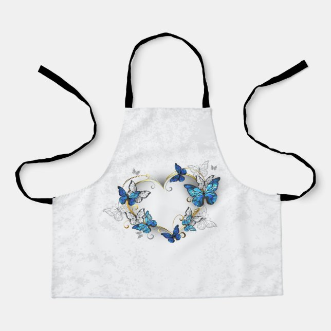 Tablier Coeur bijoux avec papillons Morpho (Recto)
