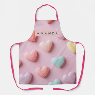 Tablier Cœur de bonbon pastel doux personnalisé