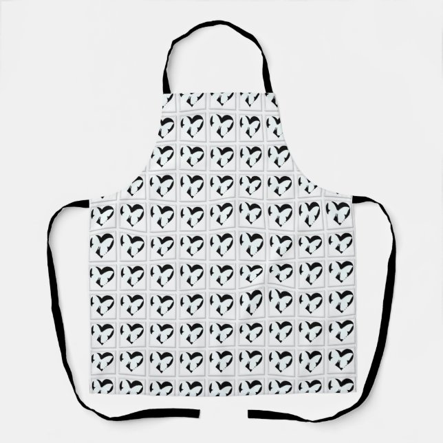 Tablier Cœur de Papillon Sur Fond Blanc (Recto)