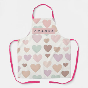 Tablier Cœur Minimal Pastel Mignon Personnalisé