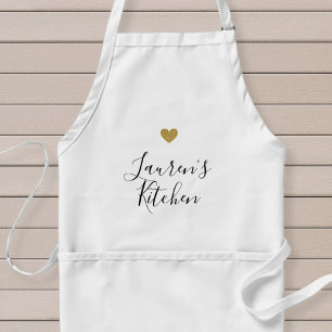 Tablier Coeur Or moderne Nom personnalisé Baking Apron