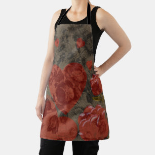 Tablier Coeur rouge sur belle vintage florale