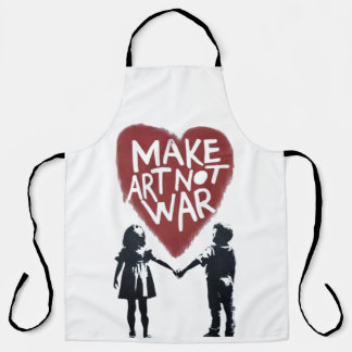 Tablier Cœur Signifiant "FAIRE DE L'ART PAS LA GUERRE" ave
