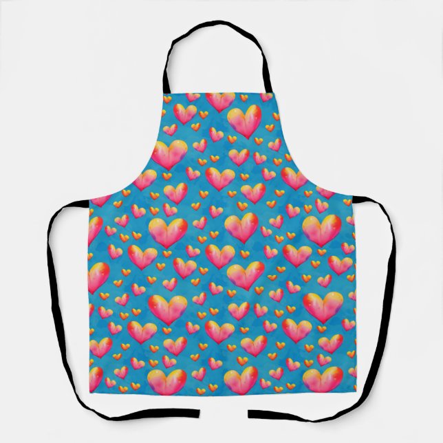 Tablier coeurs aquarelle multicolore (Recto)